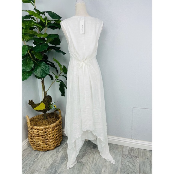 NWT SHEER BEACH SUMMER ASYMMETRICAL FLORAL ORCHID PURPLE WHITE DRESS - Picture 2 of 6